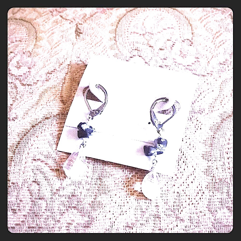 🖤Vintage Obsidian & Quartz Natural Stone Earrings